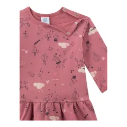Sanetta Sweatkleid langarm Mäuse Einhörner dunkelrosa