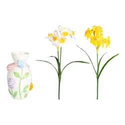 3D-Blumen-Vase mit Narzissen-Kunstblumenstrauß