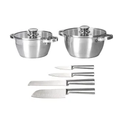 Edelstahl-Topf und Messer-Set 