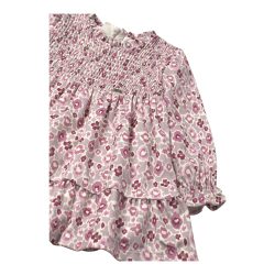 Samt-Kleid langarm Blumen