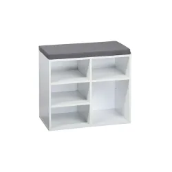 Schuhschrank mit Sitzkissen, 5 Fächer, weiß