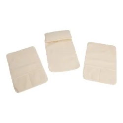 Sesselkissen und Armlehnenschoner-Set, 3-teilig, Schurwolle, creme