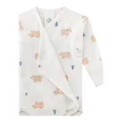 Sanetta Wickelbody langarm Bären natur/braun