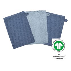 WOERNER, WÖRNER SÜDFROTTIER Waschhandschuh blau 3er Pack