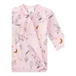 Sanetta Wickelbody langarm Mäuse Einhörner rosa