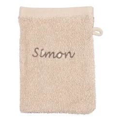 Waschlappen personalisiert mit Namen, 1 Stück, 100% Baumwolle, beige