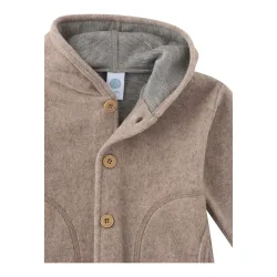 Sanetta Wollfleece-Jacke mit Kapuze beige melange