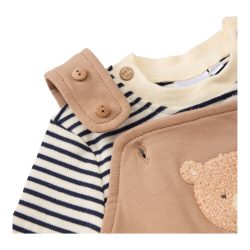 2-tlg. Set Latzhose mit Shirt Ringel Bär