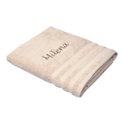Badetuch personalisiert mit Namen, 150x100 cm, 100% Baumwolle, beige