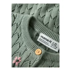 Ajour-Strickjacke Blumenstickerei