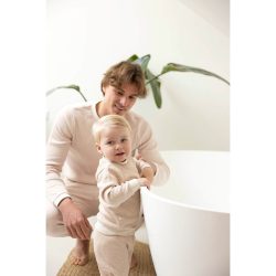 2-tlg. Set Sweatshirt und Jogginghose Waffelpiqué-Optik