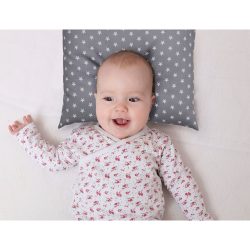 BabyDorm Kissen Jonna Grau mit weißen Sterne