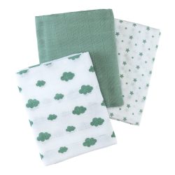 3er-Pack Mullwindeln Wolken und Sterne 80x80 cm