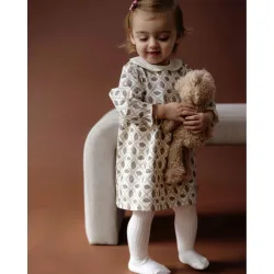 Kleid langarm mit Bubikragen Blumen