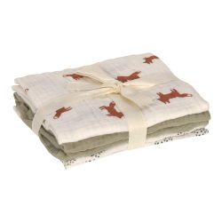 LÄSSIG Mulltücher M 3er Pack Little Forest Fox 60 x 60 cm