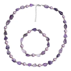 Perlenschmuck-Set ?Amethyst?, 2-teilig