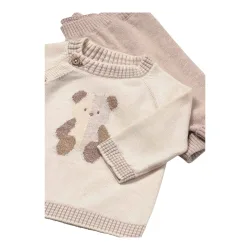 2-tlg. Set Wickelstrickjacke und Strickhose Bär