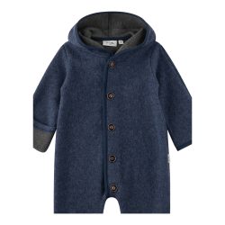 Wollfleece-Overall mit Kapuze Klappbündchen
