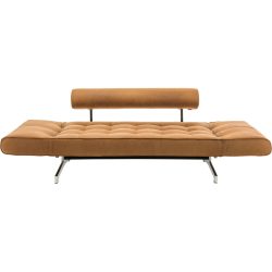 Innovation Bettsofa Ghia Braun/Silber Leder/Metall 210 cm 80 cm - Farbe: Braun, Silber - Material: Textilleder, Metall - Bettsofa