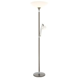 Designer-Steh/Leselampe Bankamp Opera Nickel matt dimmbar H 180 cm - Farbe: Nickel matt m. Chrom/weiss sat - LED - Lichtfarbe: Extra warmweiss -