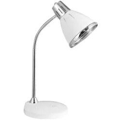 Schreibtischlampe Filix Silber/Weiss Chrom/Metall 26 cm 45 cm - Farbe: Silber, Weiss - Lichtfarbe: Warmweiss - Material: Metall, Chrom -