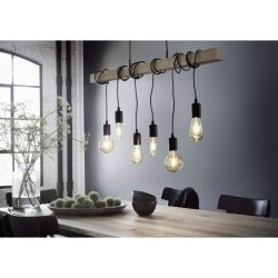 Pendellampe Londi Braun/Schwarz Stahl/Holz 100 cm 110 cm - LED - Lichtfarbe: Extra warmweiss - Material: Holz/Stahl - Pendellampe