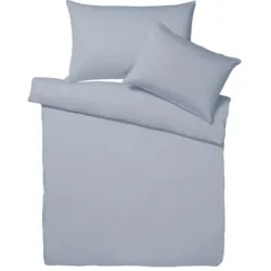 Living Home - Uni Perkal Bettwäsche Set, 200 x 210 cm - 2 x 65 x 65 cm, Stone Washed