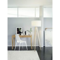 Stehlampe Tuga Weiss/Braun Holz/Stoff 40 cm 154 cm - Farbe: weiss/natur - Stehlampe