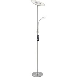 Stehlampe Tillaya Glas/Metall nickel H 180cm 31.5+3.5W LED - Farbe: Nickel matt - LED - Lichtfarbe: Warmweiss - Material: Metall/Glas - Stehlampe- LED