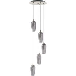 Eglo Pendellampe Farsala Grau Stahl 150 cm - Farbe: klar - LED - Lichtfarbe: Warmweiss - Material: Stahl/ Glas - Pendellampe- LED Energiesparlampe