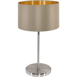Tischlampe Maserlo Braun/Grau Stahl/Stoff 42 cm - Farbe: taupe - Tischlampe