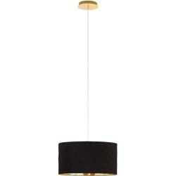 Pendellampe Dolorita Gold/Schwarz Stahl/Stoff 150 cm - Farbe: schwarz-gold - Pendellampe
