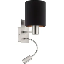Wandlampe Pasteri Schwarz Stahl/Stoff 38 cm - LED - Lichtfarbe: Warmweiss - Wandlampe- LED Energiesparlampe
