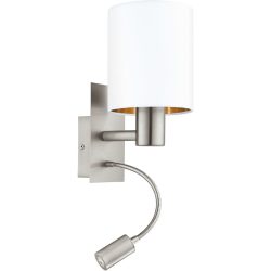 Wandlampe Pasteri Kupfer/Weiss Stahl/Stoff 38 cm - Farbe: Weiss/Kupfer - LED - Lichtfarbe: Warmweiss - Wandlampe- LED Energiesparlampe