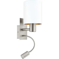 Wandlampe Pasteri Kupfer/Weiss Stahl/Stoff 38 cm - Farbe: Weiss/Kupfer - LED - Lichtfarbe: Warmweiss - Wandlampe- LED Energiesparlampe