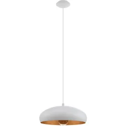 Pendellampe Mogano 1 Kupfer/Weiss Stahl 110 cm - Farbe: Weiss/Kupfer - Pendellampe