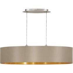 Pendellampe Maserlo Braun/Grau Stahl/Stoff 100 cm 110 cm - Farbe: taupe - Pendellampe