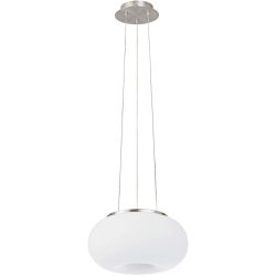 Pendellampe Optica Weiss/Grau Stahl/Glas 110 cm - Farbe: Nickel matt/weiss - Material: Stahl/ Glas - Pendellampe
