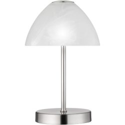 Tischlampe Artis Weiss/Silber Glas 15 cm 24 cm - Farbe: Alabaster weiss/Silber - LED - Lichtfarbe: Warmweiss - Tischlampe- LED Energiesparlampe