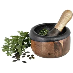Mörser Herbes Braun Holz 7.5 cm - Farbe: akazie - Material: Akazie/Guss - Mörser