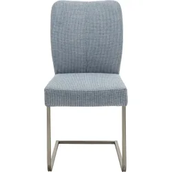 Freischwingerstuhl Diego Blau/Silber Stoff/Edelstahl 44 cm 92 cm - Farbe: Blau/Edelstahl gebürstet - Material: Stoff/Edelstahl gebürstet -