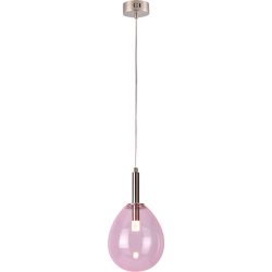 Pendellampe Gabas Rosa/Roségold Glas 18 cm 100 cm - Farbe: Pink/Roségold - LED - Lichtfarbe: Warmweiss - Pendellampe- LED Energiesparlampe