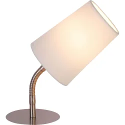 Tischlampe Arconce Weiss/Silber Stoff/Metall 11 cm 27.5 cm - Farbe: Weiss, Silber - Material: Stoff, Metall - Tischlampe