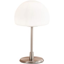 Tischlampe Gaia+ Weiss Glas/Metall 15 cm 26 cm - Farbe: Nickel matt/weiss - LED - Lichtfarbe: Warmweiss - Material: Metall/Glas - Tischlampe- LED