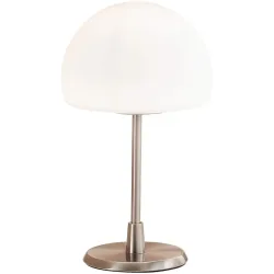 Tischlampe Gaia+ Weiss Glas/Metall 15 cm 26 cm - Farbe: Nickel matt/weiss - LED - Lichtfarbe: Warmweiss - Material: Metall/Glas - Tischlampe- LED