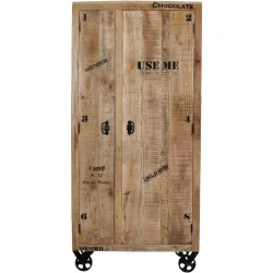 Schrank Rusc Braun Holz 90 cm 190 cm - Farbe: natur - Material: Mangoholz - Schrank