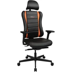 Bürostuhl Mio Schwarz Leder/Kunststoff 47 cm 126 cm Höhenverstellbar (manuell) - Material: Textilleder - Bürostuhl