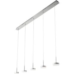 Pendellampe Dilan Silber Metall 136 cm 200 cm - Farbe: Aluminium gebürstet - LED - Lichtfarbe: Warmweiss - Pendellampe- LED Energiesparlampe