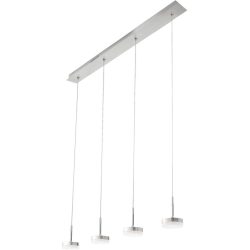 Pendellampe Dilan Silber Metall 90 cm 200 cm - Farbe: Aluminium gebürstet - LED - Lichtfarbe: Warmweiss - Pendellampe- LED Energiesparlampe