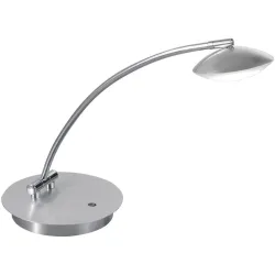 Tischlampe Hara Grau Metall 43 cm 48 cm - Farbe: Alu. gebürstet/chrom - LED - Lichtfarbe: Warmweiss - Tischlampe- LED Energiesparlampe
